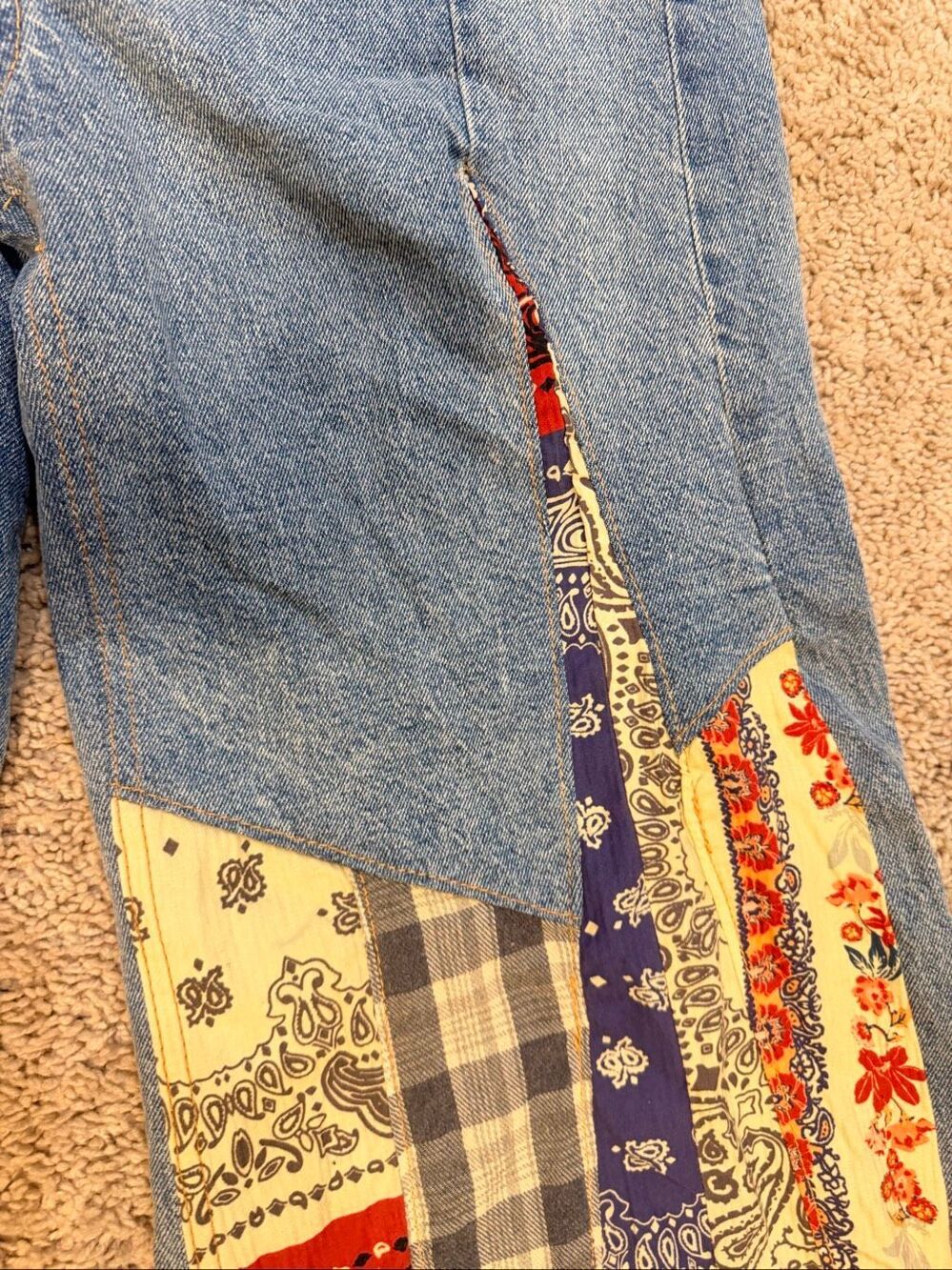 Free People Cortez Pierced Wide Leg Jean Mixed Floral Applique Jeans Women's 28 - Picture 3 of 10